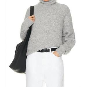 NEW NILI LOTAN sierra sweater in light grey melange